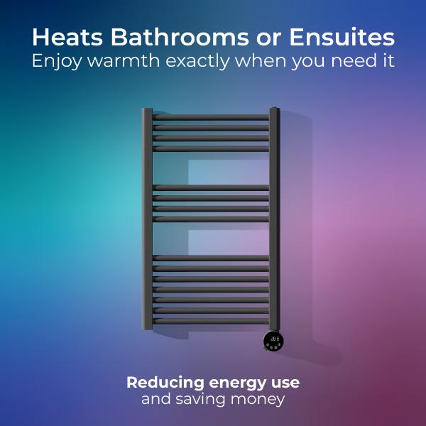 Masterplug SmartEnergy Monitoring Towel Rail 500W 800x500mm Anthracite Grey