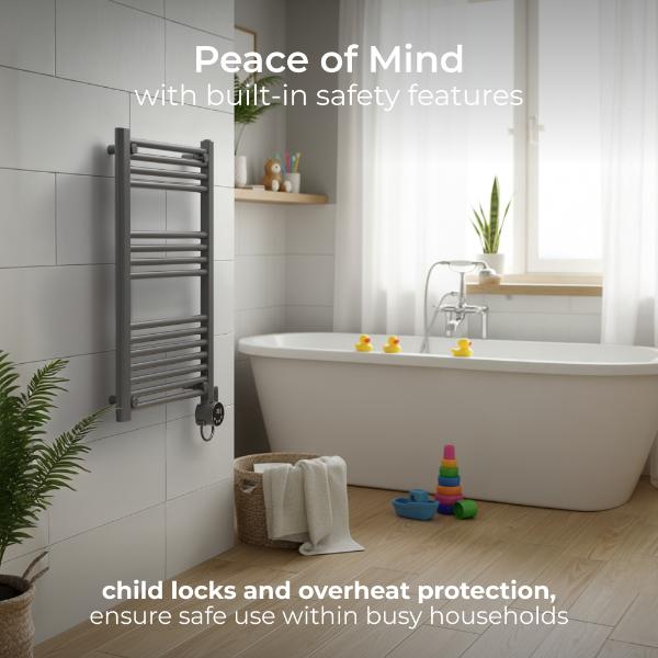 Masterplug SmartEnergy Monitoring Towel Rail 500W 800x500mm Anthracite Grey