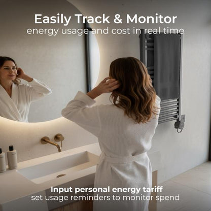 Masterplug SmartEnergy Monitoring Towel Rail 500W 800x500mm Anthracite Grey