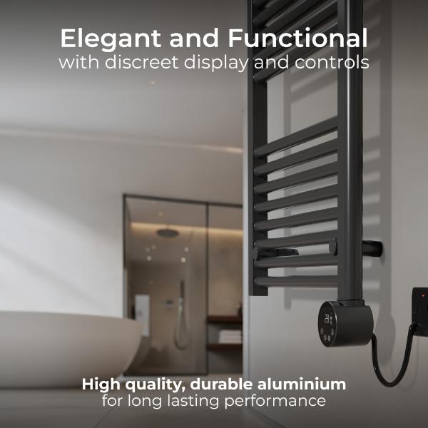 Masterplug SmartEnergy Monitoring Towel Rail 1000W 1250x500mm Anthracite Grey