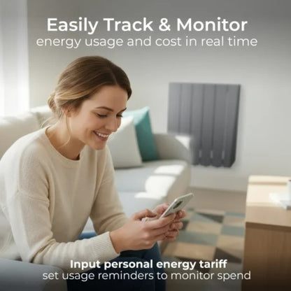Masterplug SmartEnergy Monitoring Oil Radiator 1000W Grey - 5 fins