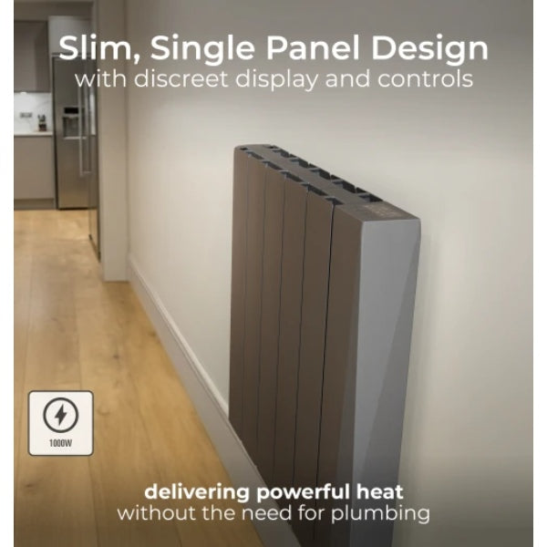 Masterplug SmartEnergy Monitoring Oil Radiator 1000W Grey - 5 fins