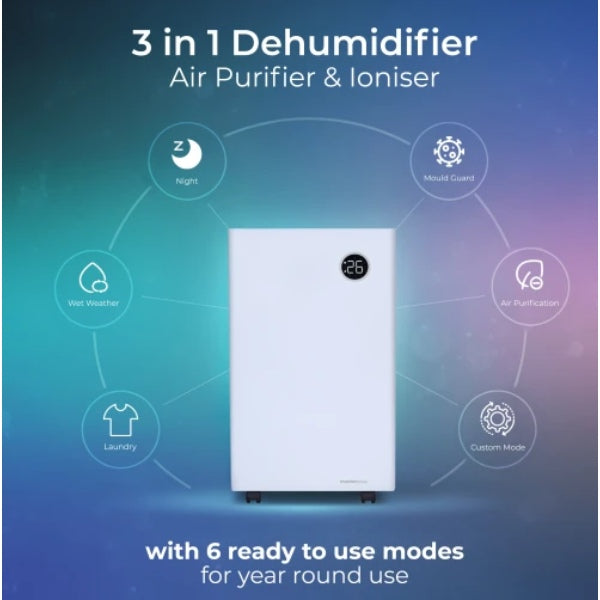 Masterplug SmartEnergy 3 in 1 Dehumidifier, Air Purifier &amp; Ioniser 20L