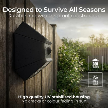 Luceco Rubix Solar Wall Light USB-C Port, PIR &amp; CCT, Adjustable, Black