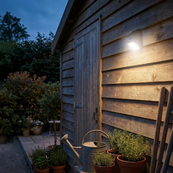 Luceco Rubix Solar Wall Light USB-C Port, PIR &amp; CCT, Adjustable, Black
