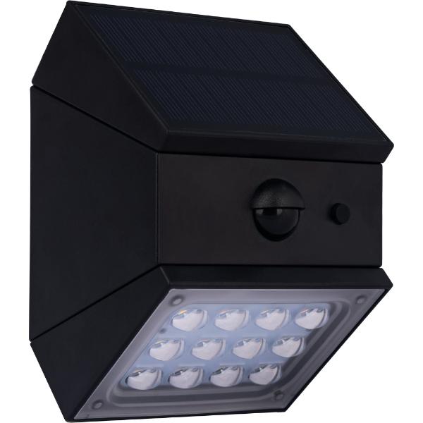 Luceco Rubix Solar Wall Light USB-C Port, PIR &amp; CCT, Adjustable, Black