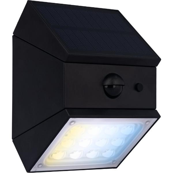 Luceco Rubix Solar Wall Light USB-C Port, PIR &amp; CCT, Adjustable, Black