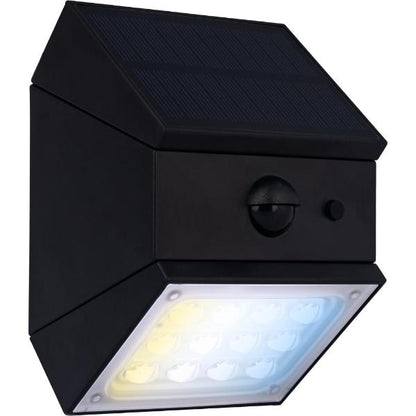 Luceco Rubix Solar Wall Light USB-C Port, PIR &amp; CCT, Adjustable, Black
