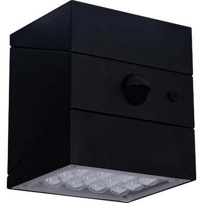 Luceco Rubix Solar Wall Light USB-C Port, PIR &amp; CCT, Adjustable, Black