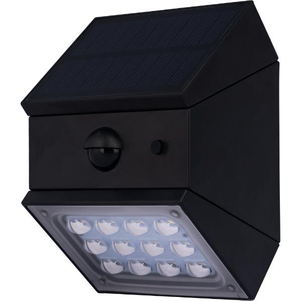 Luceco Rubix Solar Wall Light USB-C Port, PIR &amp; CCT, Adjustable, Black