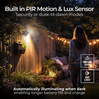 Luceco Rubix Solar Wall Light USB-C Port, PIR &amp; CCT, Adjustable, White