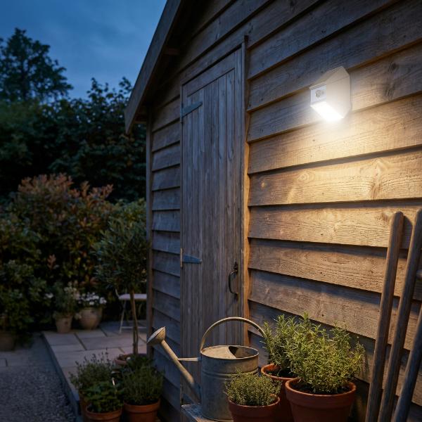 Luceco Rubix Solar Wall Light USB-C Port, PIR &amp; CCT, Adjustable, White