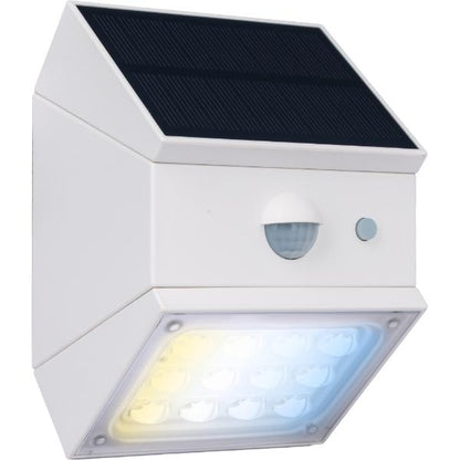 Luceco Rubix Solar Wall Light USB-C Port, PIR &amp; CCT, Adjustable, White