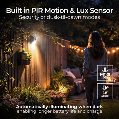 Luceco Rubix Solar Wall Light USB-C Port, PIR &amp; CCT, Adjustable, Grey