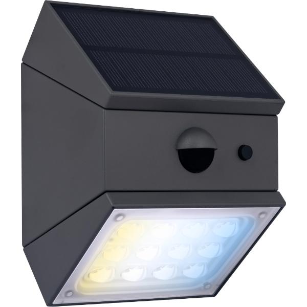 Luceco Rubix Solar Wall Light USB-C Port, PIR &amp; CCT, Adjustable, Grey