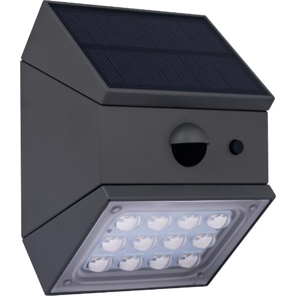 Luceco Rubix Solar Wall Light USB-C Port, PIR &amp; CCT, Adjustable, Grey