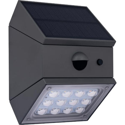 Luceco Rubix Solar Wall Light USB-C Port, PIR &amp; CCT, Adjustable, Grey