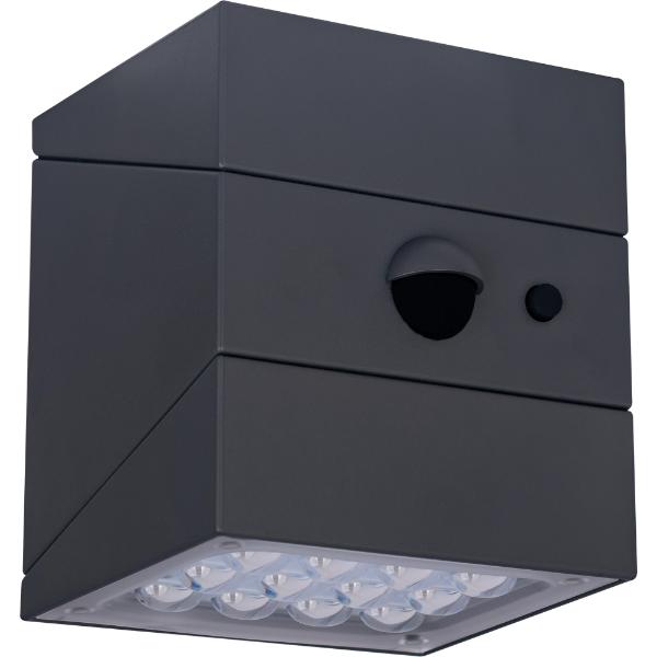 Luceco Rubix Solar Wall Light USB-C Port, PIR &amp; CCT, Adjustable, Grey