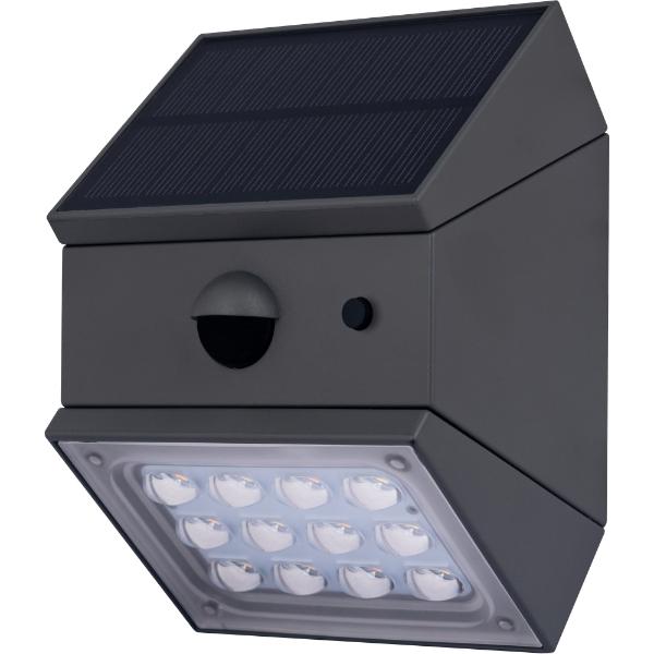 Luceco Rubix Solar Wall Light USB-C Port, PIR &amp; CCT, Adjustable, Grey