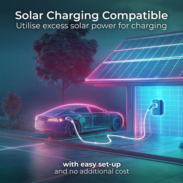 Masterplug Socketed Type 2 Smart EV Wall Charger, Mode 3, Black, 7.4kW