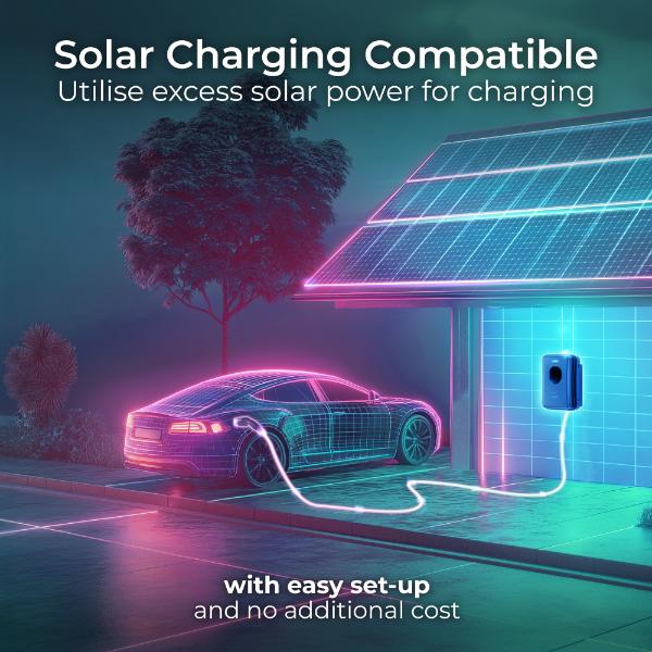 Masterplug Tethered 5m Type 2 Smart EV Wall Charger Mode 3 Black 7.4kW