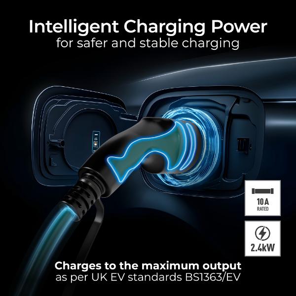 Masterplug EV Charging Cable, Mode 2, 5m, 3 Pin UK Plug to Type 2