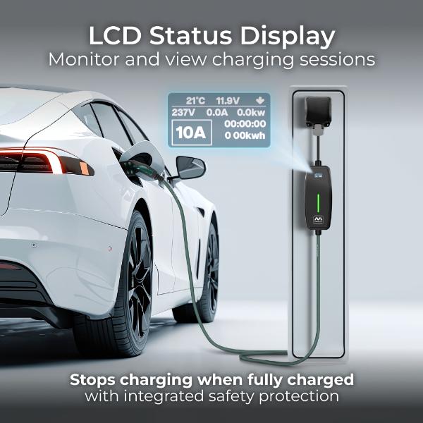 Masterplug EV Charging Cable, Mode 2, 8m, 3 Pin UK Plug to Type 2