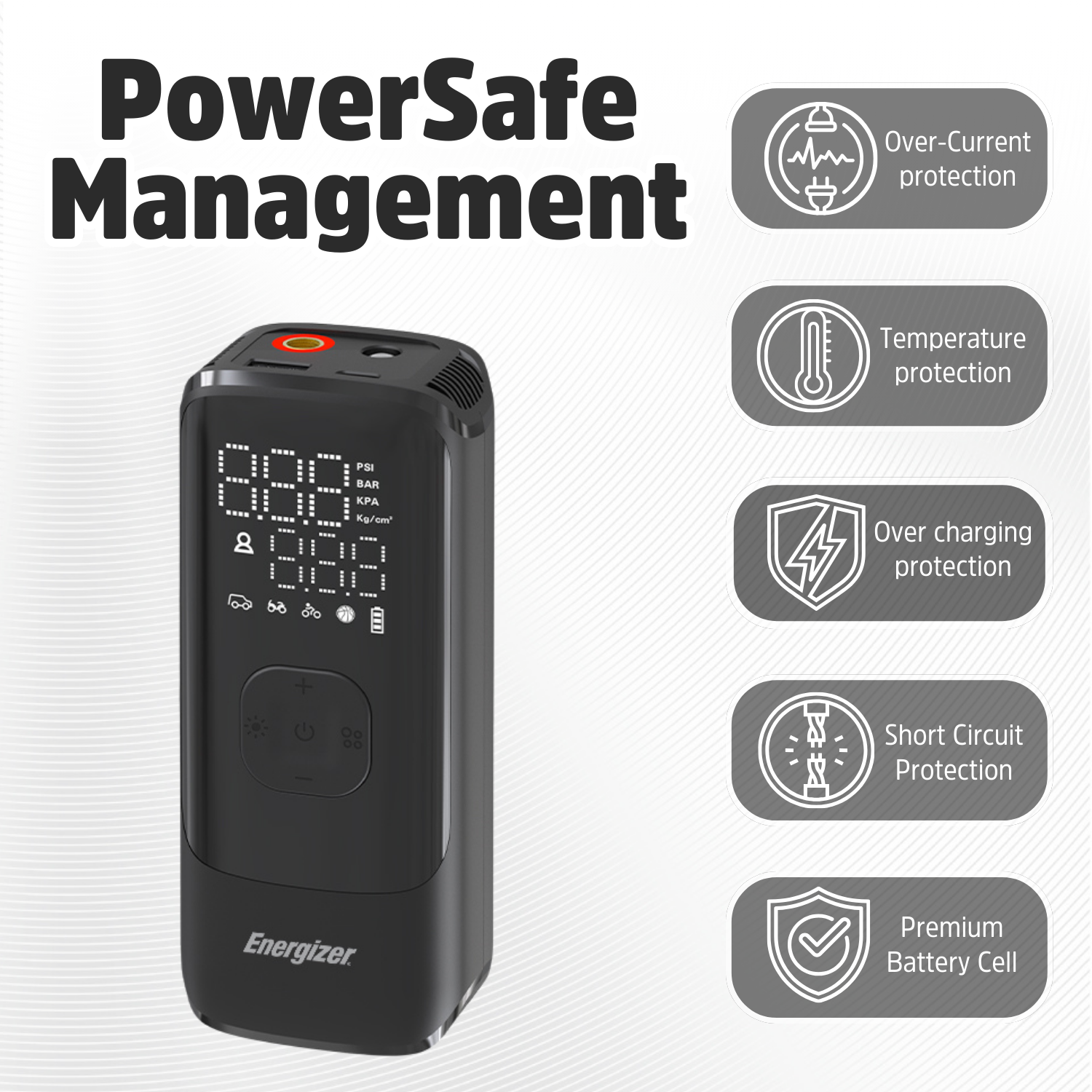 Energizer 4000MAH Portable Air Compressor &amp; Power Bank (Black)