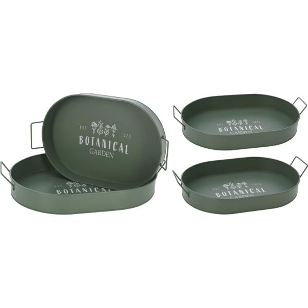 Green Garden Serving Tray Set Of 2 Green