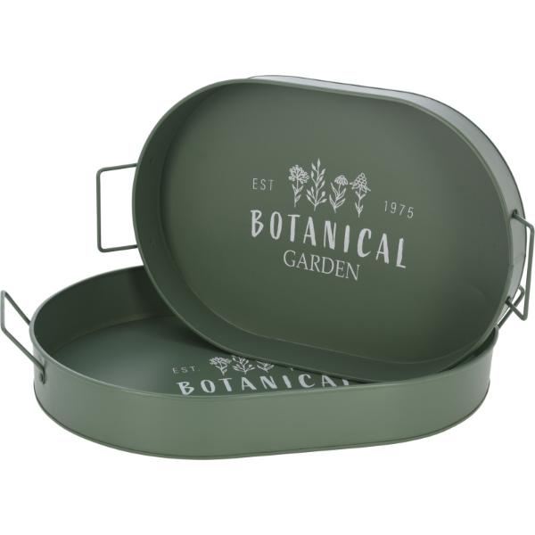 Green Garden Serving Tray Set Of 2 Green