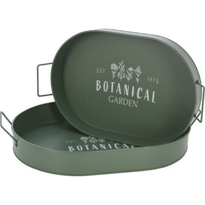 Green Garden Serving Tray Set Of 2 Green