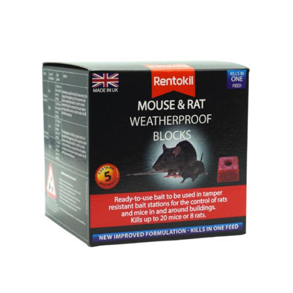 Rentokil Mouse &amp; Rat Weather Proof Blocks (5 pack)