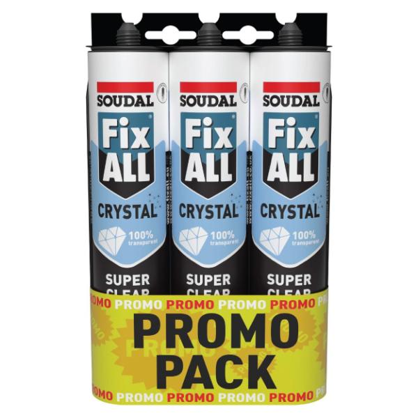 Soudal FixALL Crystal Sealant/Adhesive Triple Promotion Pack 
