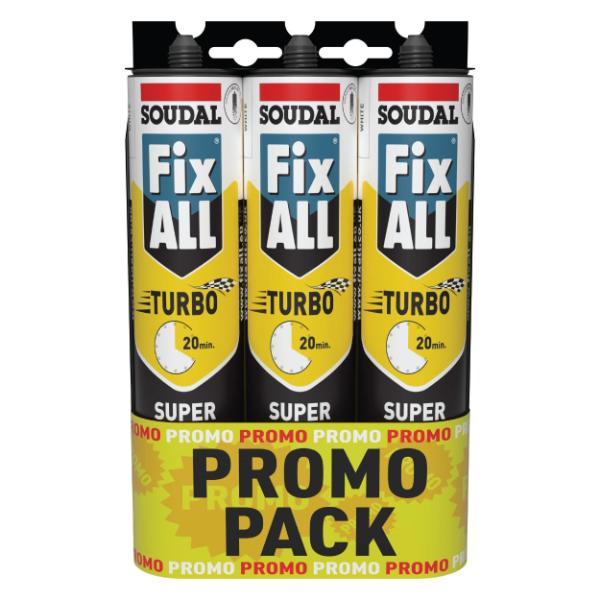 Soudal FixALL Turbo Super Fast Sealant/Adhesive Triple Promotion Pack 