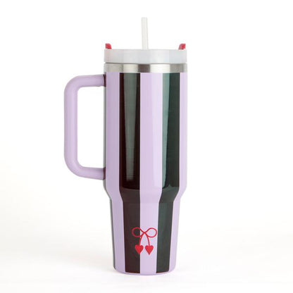 Cath Kidston Thermo Mug Lilac &amp; Green Candy Stripe 1.2L