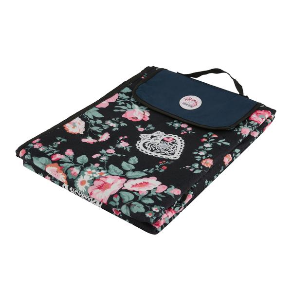 Cath Kidston Picnic Rug Black Hackney Rose