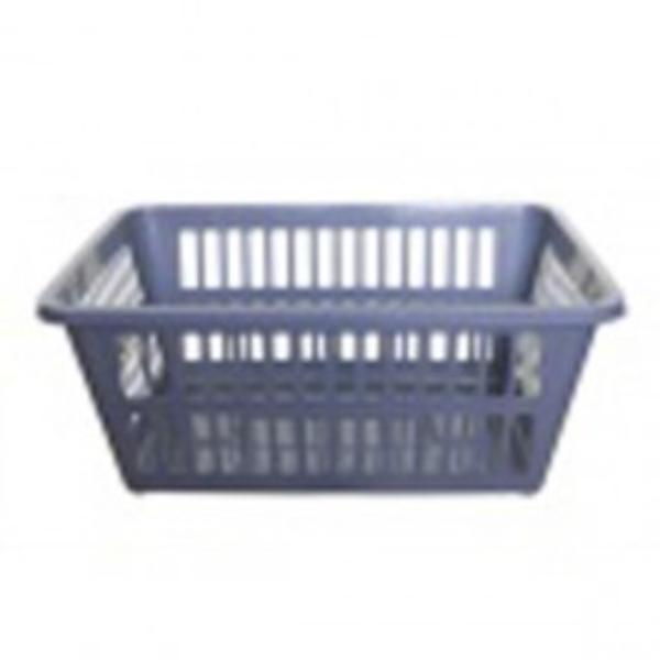 59cm Obl Laundry Basket Plastic  - Silver