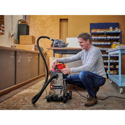 Einhell TC-VC 3055 SA 30 Litre Stainless Steel Wet &amp; Dry Vac with Power Take Off 230V
