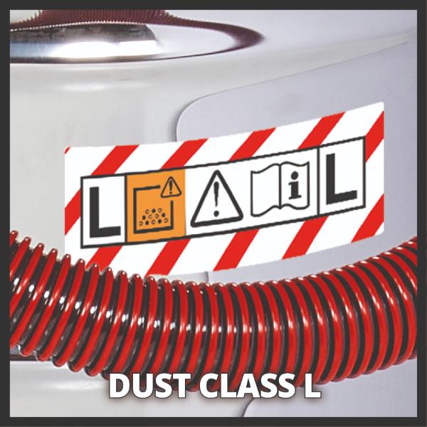 Einhell TE-VC 2250 SACL 50 Litre Stainless Steel L Class Wet &amp; Dry Vac with Power Take Off 230V