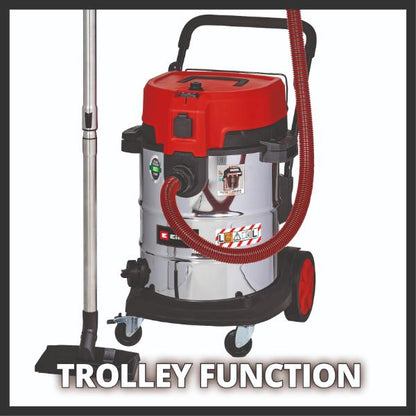 Einhell TE-VC 2250 SACL 50 Litre Stainless Steel L Class Wet &amp; Dry Vac with Power Take Off 230V