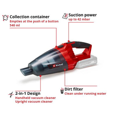 Einhell PXC 18V TE-VC 18 Li Handheld Vacuum Cleaner - Bare Unit