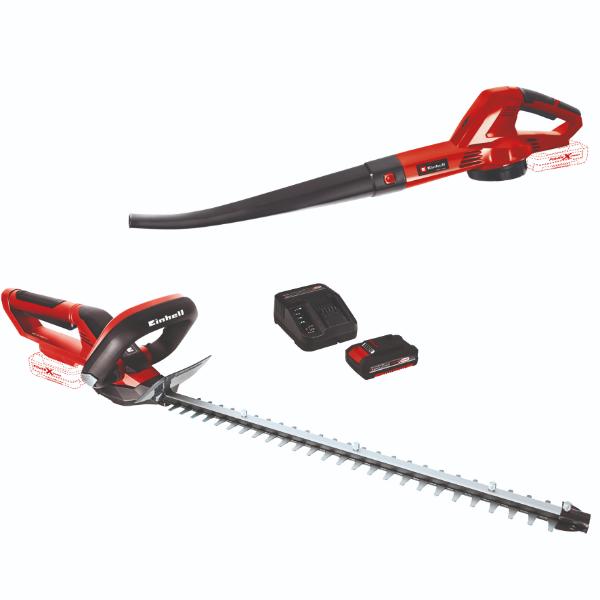 Einhell PXC 18V 55cm Cordless Hedge Trimmer + Cordless Leaf Blower Kit 1x 2.0Ah