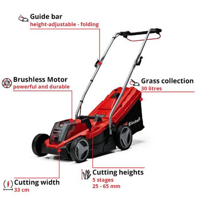 Einhell PXC 18V GE-CM 18/33 Li Cordless 33cm Brushless Mower - Bare Unit