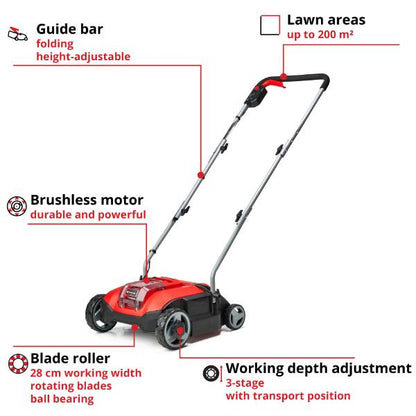 Einhell PXC 18V GC-SC 18/28 Li Cordless 28cm Brushless Scarifier - Bare Unit