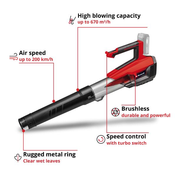 Einhell Professional PXC 18V GP-LB 18/200 Li Cordless Brushless Leaf Blower - Bare Unit