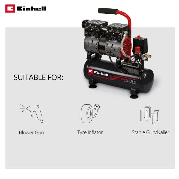 Einhell TC-AC 6 Silent 0.75HP 6 Litre 8 Bar Silent Oil Free Compressor 230V