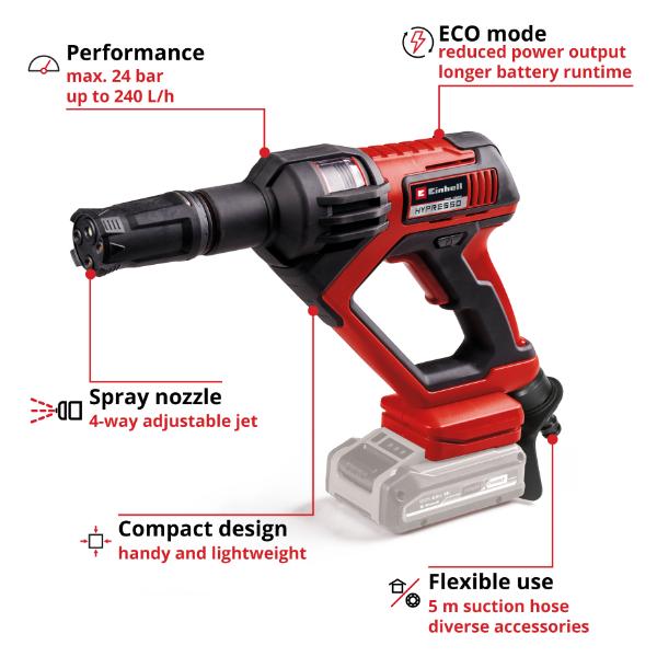 Einhell PXC 18V HYPRESSO 18/24-1 Cordless Pressure Cleaner - Bare Unit