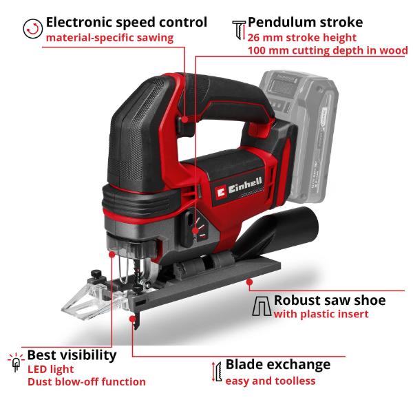 Einhell PXC 18V TE-JS 18/100 Li 100mm Jigsaw - Bare Unit