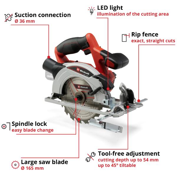 Einhell PXC 18V TE-CS 18/165-1 Li 165mm Circular Saw