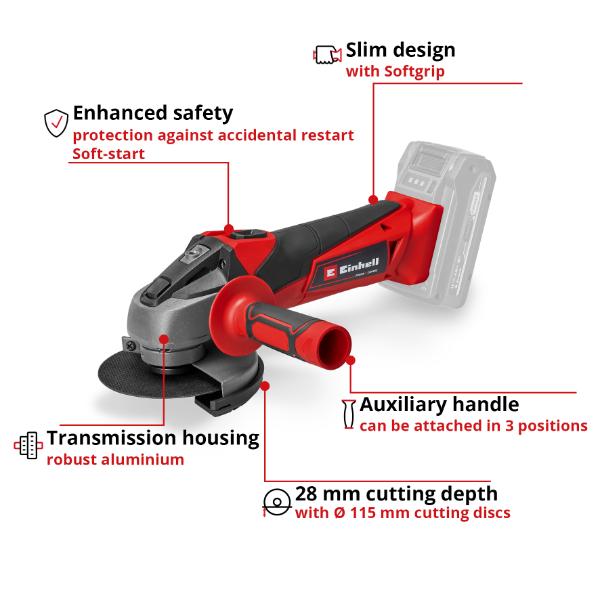 Einhell PXC 18V TC-AG 18/115 Li sic 115mm Grinder - Bare Unit